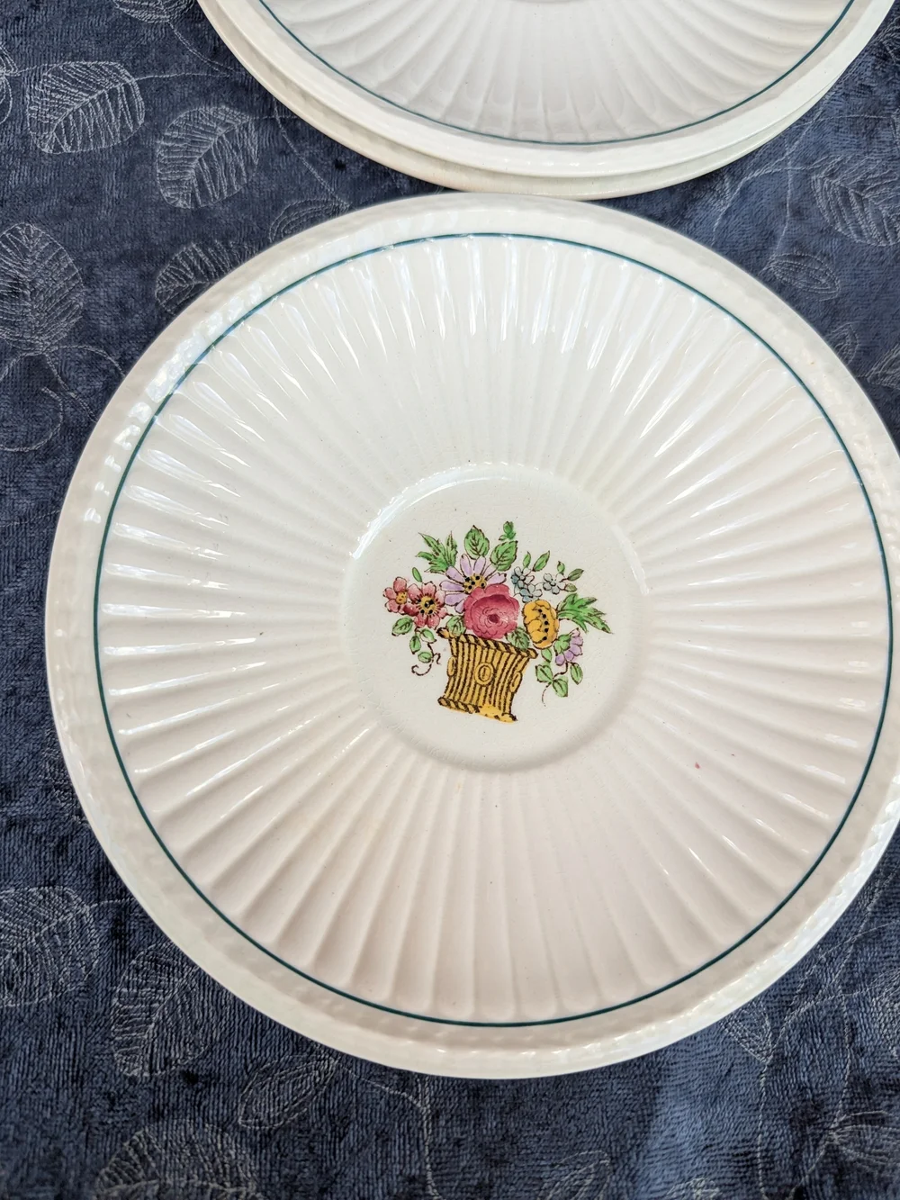 8 VTG Wedgwood Belmar Saucers Floral Basket Etruria England Ironstone Cottage